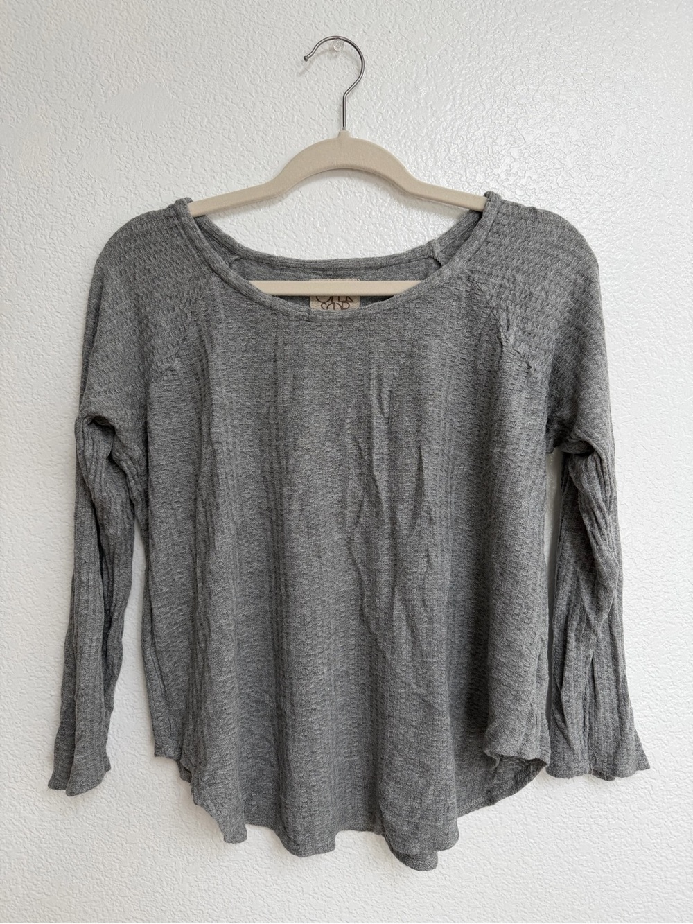 Chaser Gray Waffle Knit Thermal Long Sleeve Top Medium